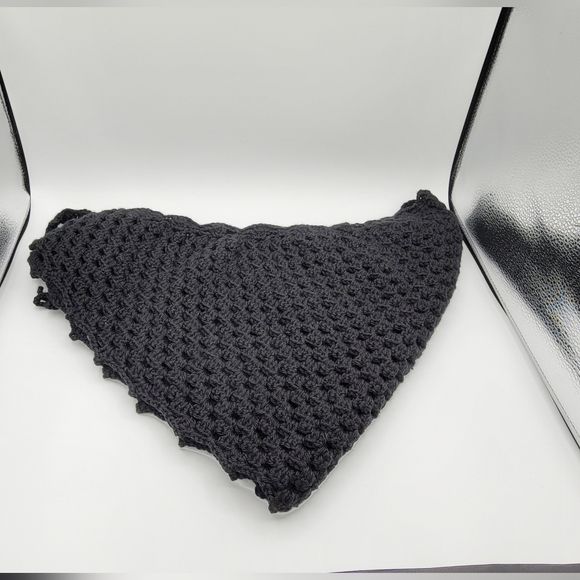Black Triangle Scarf Handmade Knitted Scarf #1067 - Picture 11 of 11
